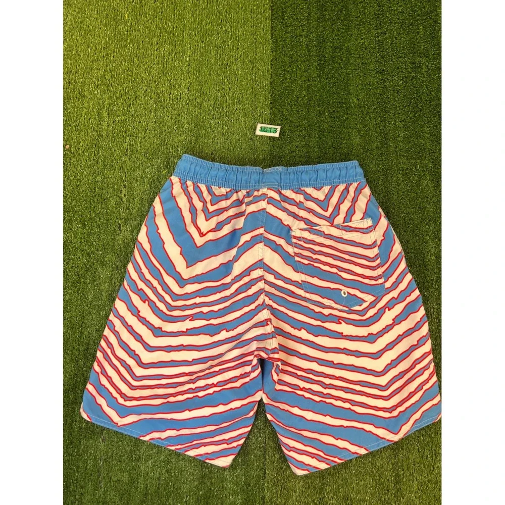 RSVLTS Mens Blue Red Wavy Buffalo Bills Swim Trunks Board Shorts Size Medium